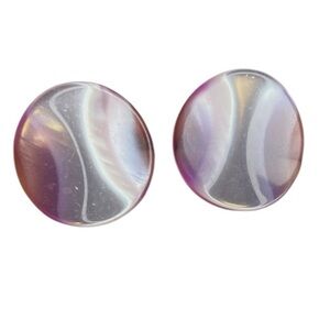 Vintage Concave Dome Purple Pierced Earrings Unique Retro Jewelry